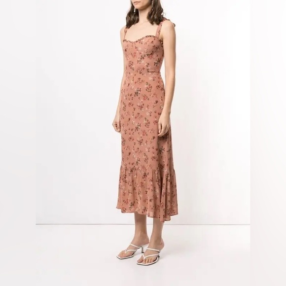 New! Reformation Nikita Floral Midi Dress in Arianne Dress in Pink 🌹 size 12 - Picture 6 of 10